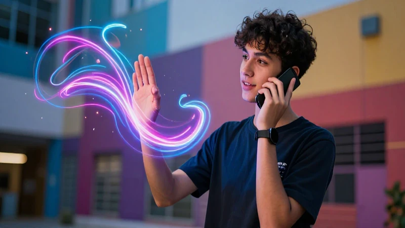 Joven seguro con ondas de voz dinámicas