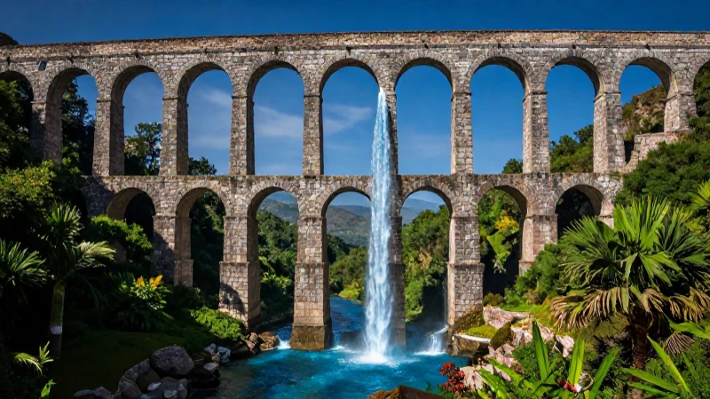 Acueductos majestuosos en paisajes mexicanos vibrantes