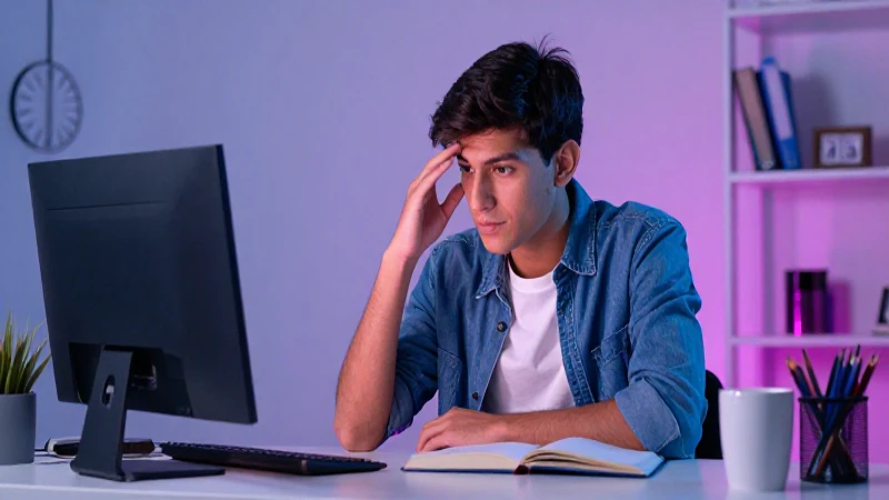 Estudiante mexicano estudia con gran enfoque y luz