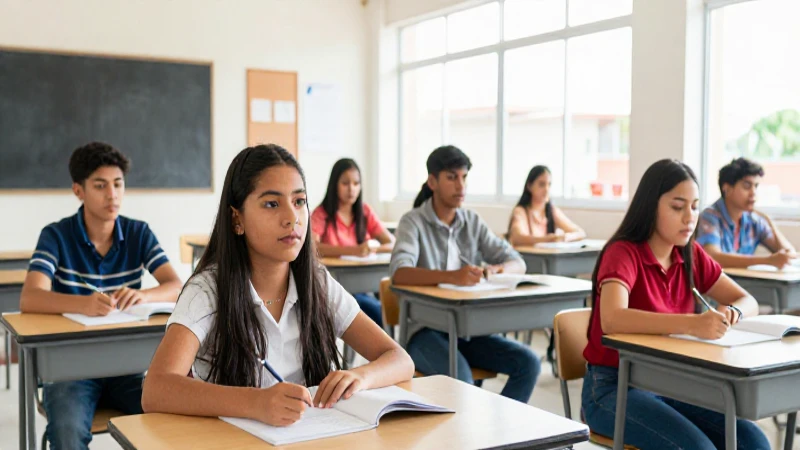 Estudiantes mexicanos simbolizan progreso académico en aulas modernas