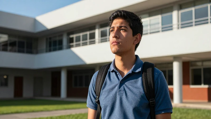 Joven mexicana estudiosa en un campus vibrante