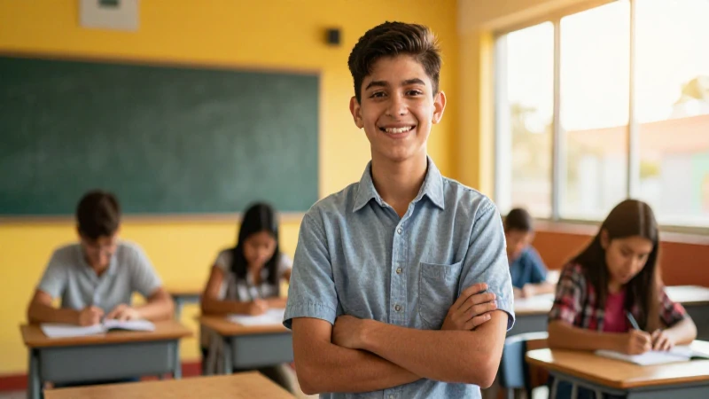 Estudiante mexicano exitoso en aula