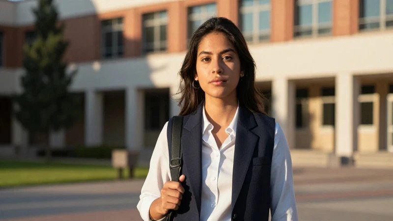 Joven mexicana universitaria con luz dorada
