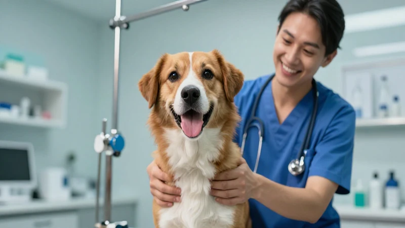Perro feliz recibe atención profesional y moderna