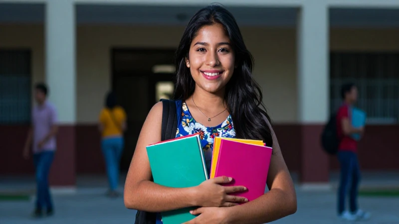 Retrato dinámico de estudiante mexicano en campus