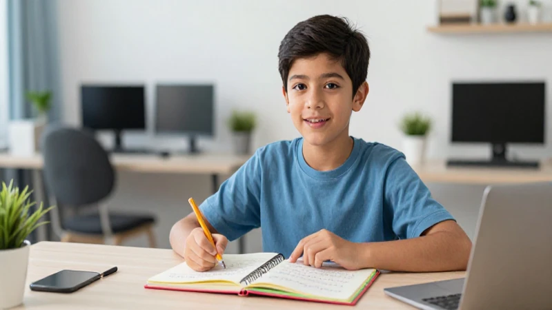 Estudiante sonríe practica inglés con confianza