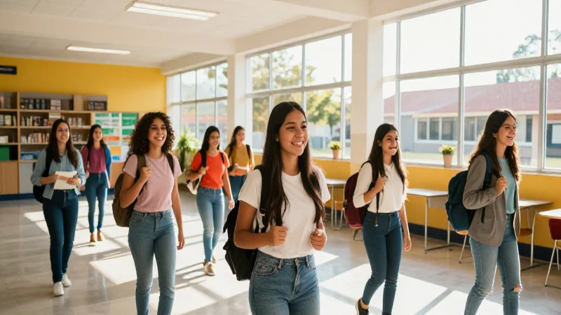 Estudiantes mexicanos felices en un campus vibrante