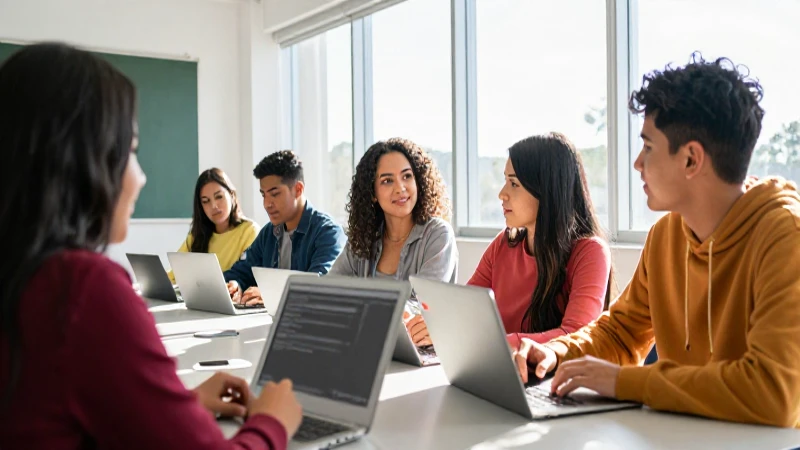 Estudiantes mexicanos colaborando en aula moderna