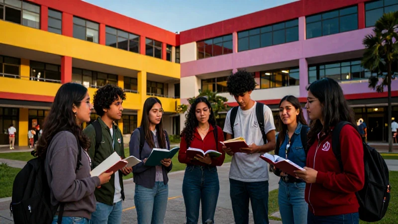 Estudiantes universitarios celebrando éxito en campus vibrante