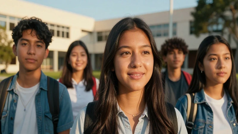 Jóvenes mexicanos exitosos en campus moderno al atardecer
