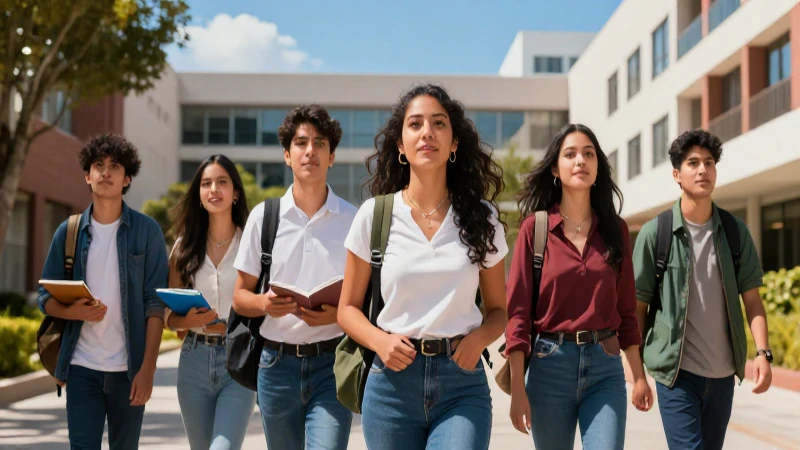 Estudiantes mexicanos en un campus vibrante y moderno