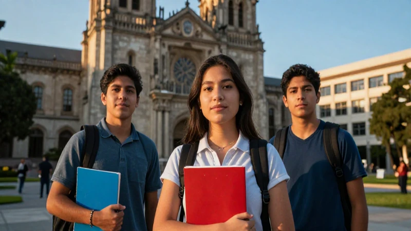 Estudiantes vibrantes en arquitectura histórica dorada