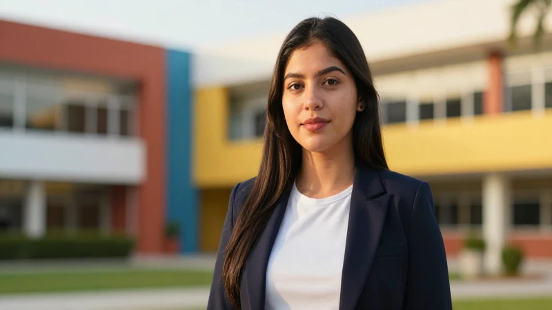 Mujer mexicana atractiva en campus luminoso