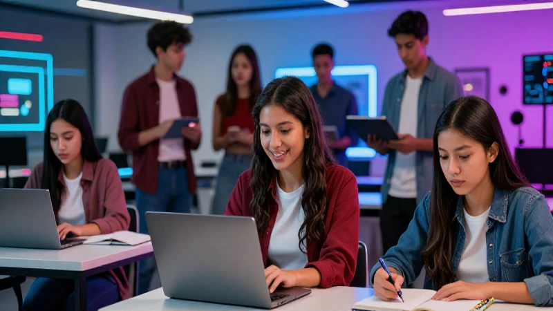 Ambiciosos estudiantes mexicanos en campus tecnológico