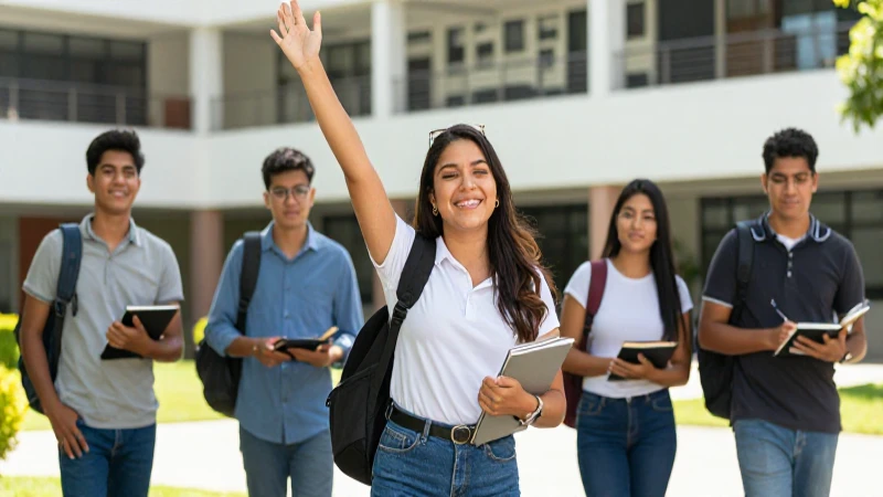 Jóvenes mexicanos en campus, símbolo de éxito académico