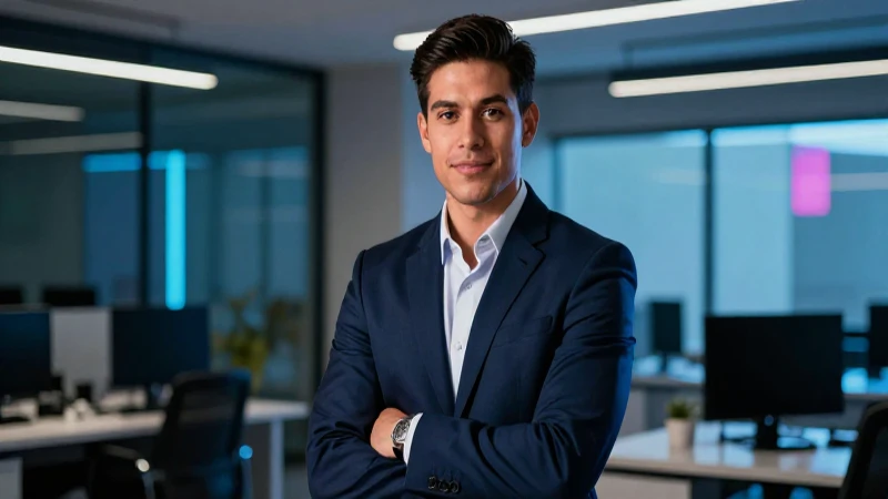 Profesional mexicano moderno con ambiente sofisticado