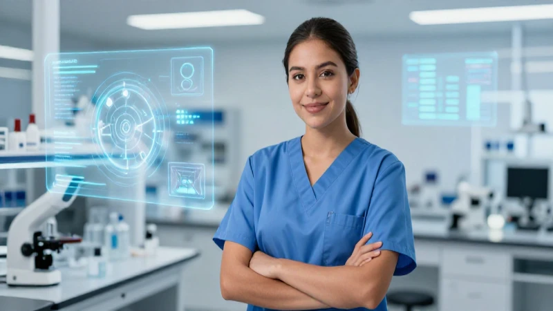 Estudiante mexicano en laboratorio médico avanzado