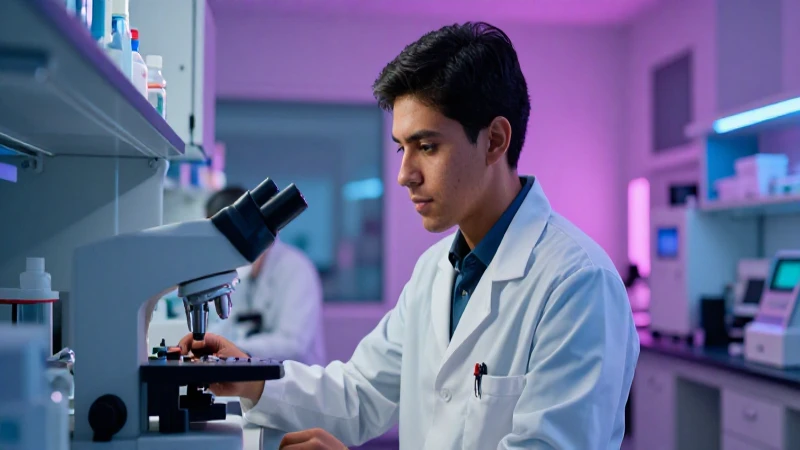Estudiante médico enfocado en laboratorio avanzado