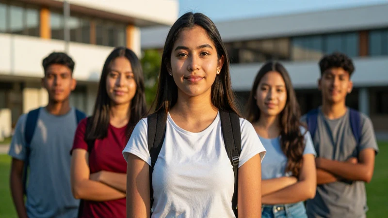 Estudiantes mexicanos vibrantes en campus moderno