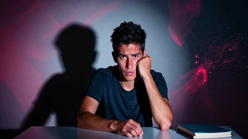 Joven mexicano bajo sombras dramáticas y luces intensas