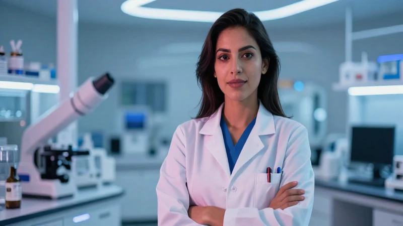 Médica mexicana atractiva, profesional y futurista