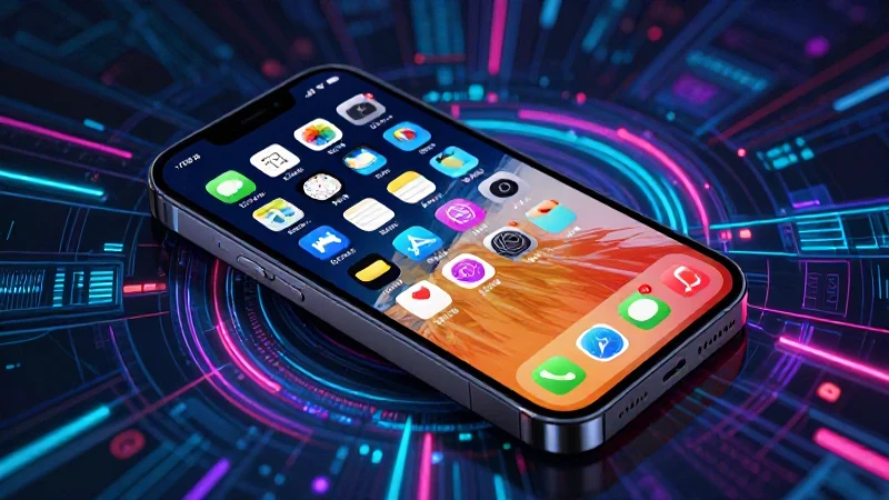 Smartphone moderno con interfaz digital vibrante y futurista