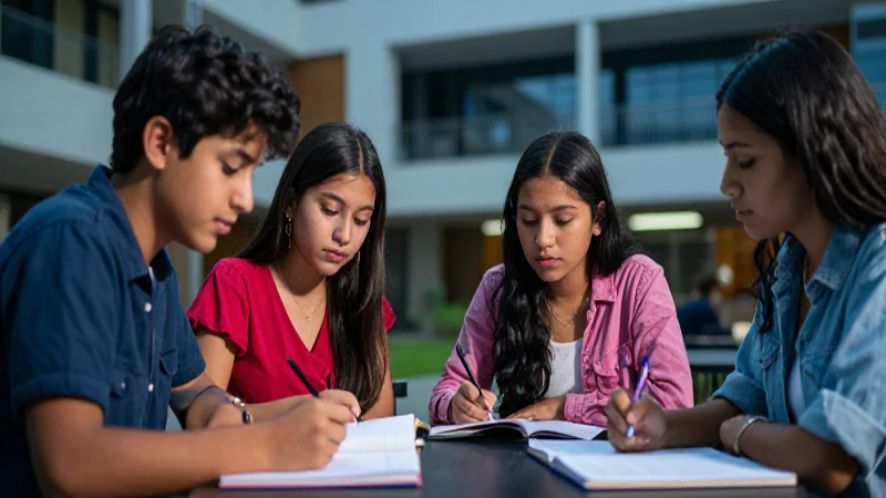 Estudiantes mexicanos modernos en un campus vibrante