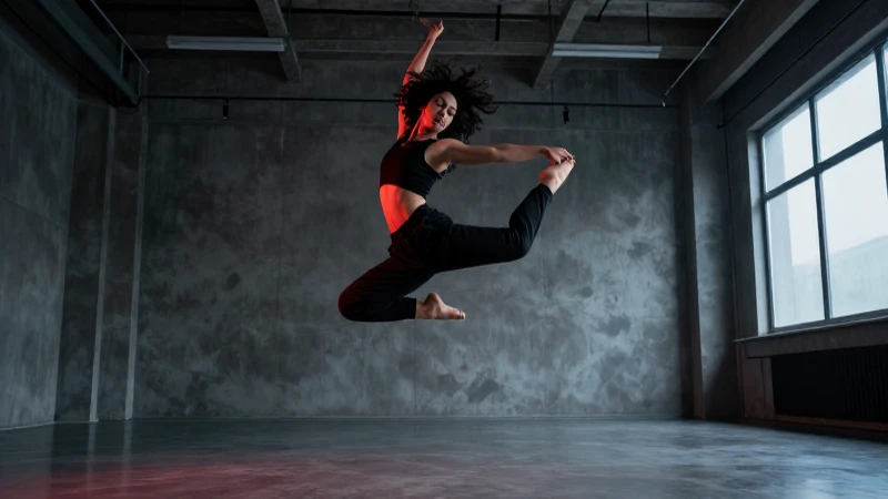 Danza dramática en estudio industrial minimalista
