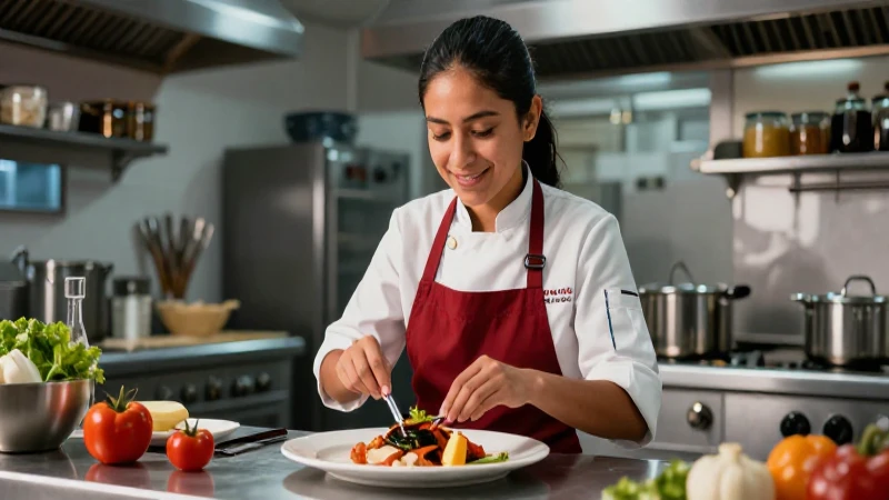 Estudiante mexicano en cocina con estilo cinemático