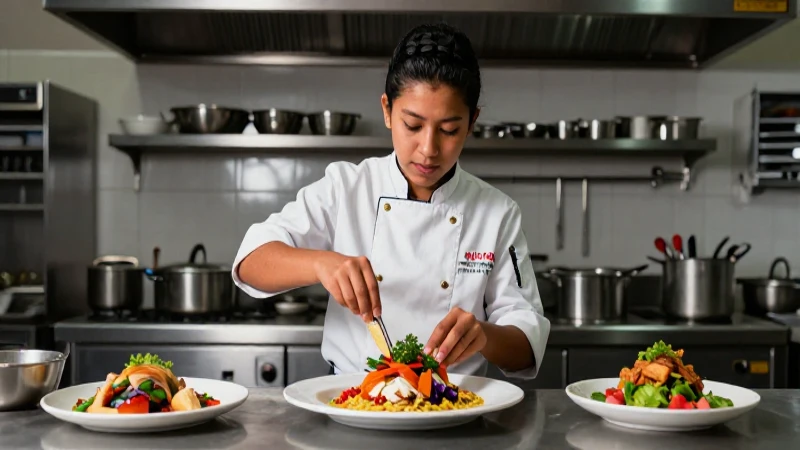 Estudiante mexicano cocina comida tradicional con estilo profesional