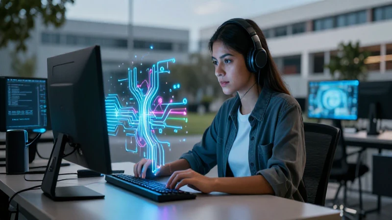 Estudiante mexicano programando con estilo digital