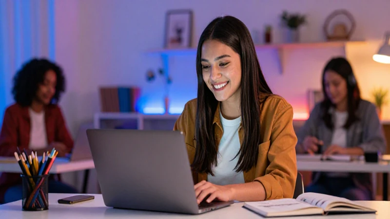 Estudiante mexicano feliz y exitoso estudia en casa