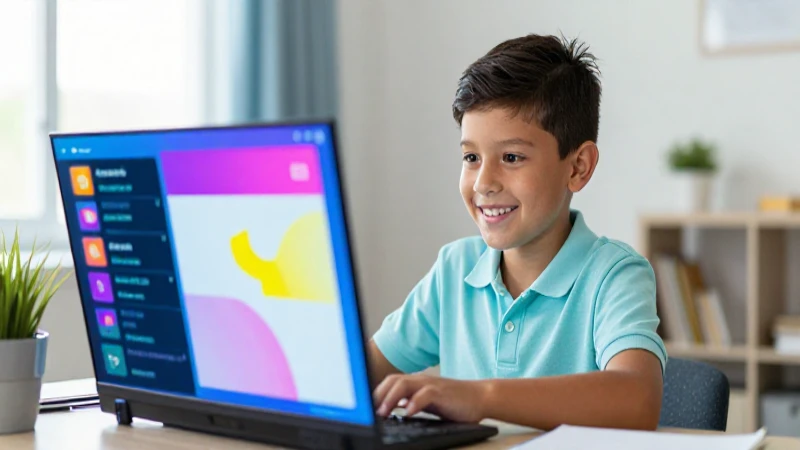 Estudiante mexicano aprende con pantalla brillante