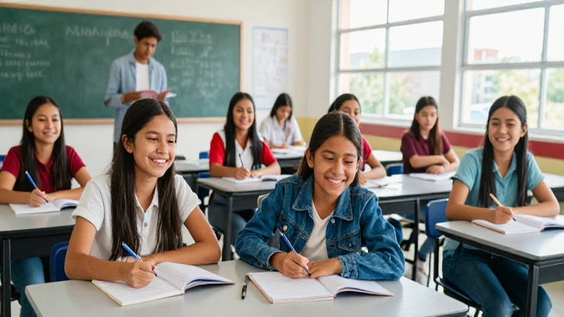 Estudiantes mexicanos alegres y exitosos