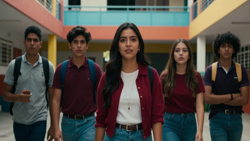 Estudiantes mexicanos en moderno campus vibrante