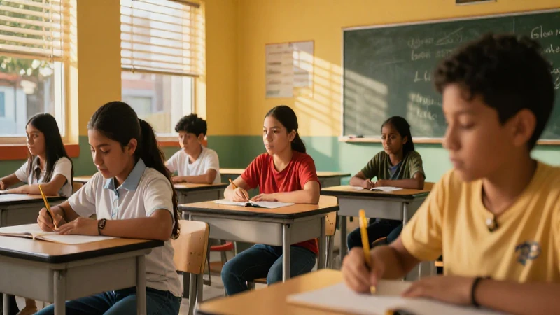 Clase mexicana vibrante bajo luz dorada