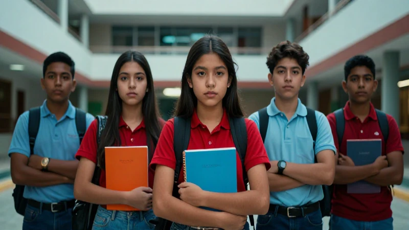 Estudiantes mexicanos modernos en campus con luz dramática