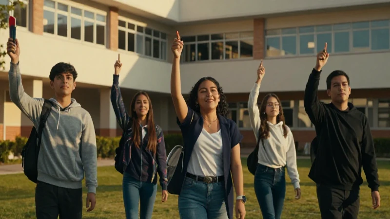 Estudiantes mexicanos celebrando el éxito académico