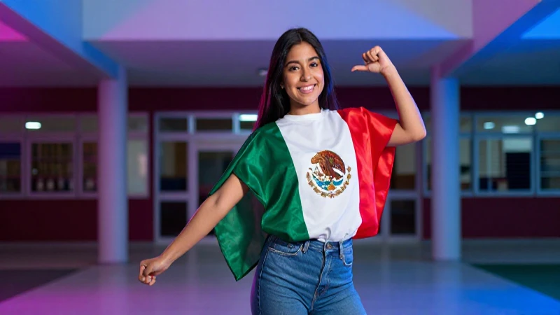 Atleta mexicano dinámico en campus moderno