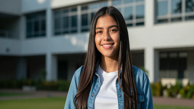 Retrato exitoso de estudiante mexicano en campus