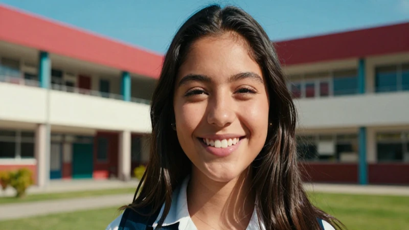 Joven mexicana exitosa en su escuela moderna