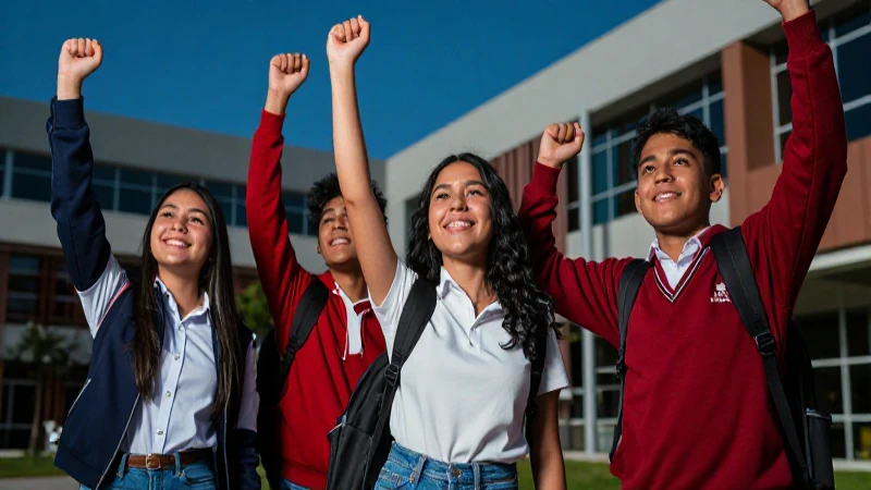Estudiantes mexicanos celebrando su éxito académico