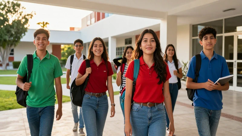 Éxito estudiantil en un campus moderno y vibrante