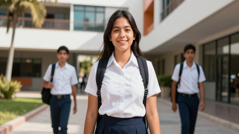 Estudiante mexicano brillante en campus soleado