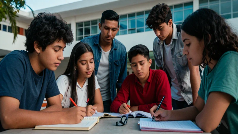 Jóvenes mexicanos colaboran en un moderno campus