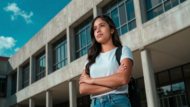 Estudiante mexicano en campus moderno, fotografía profesional