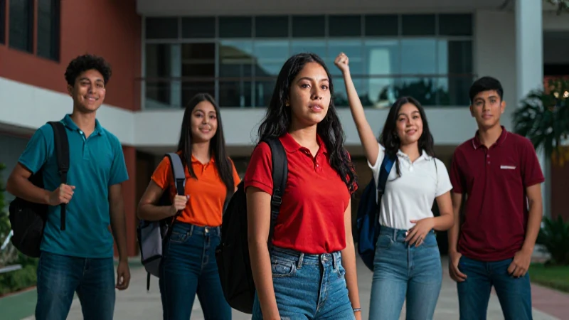 Jóvenes mexicanos en campus vibrante