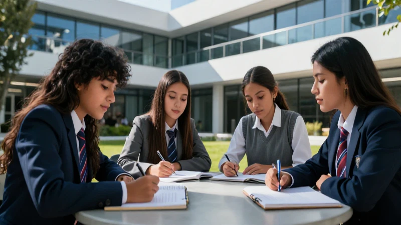 Estudiantes mexicanos modernos en su escuela de Monterrey