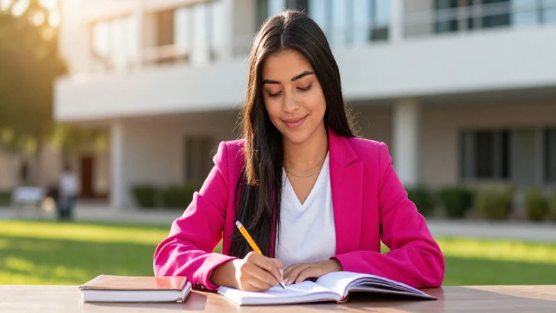 Estudiante mexicana estudia para el éxito futuro