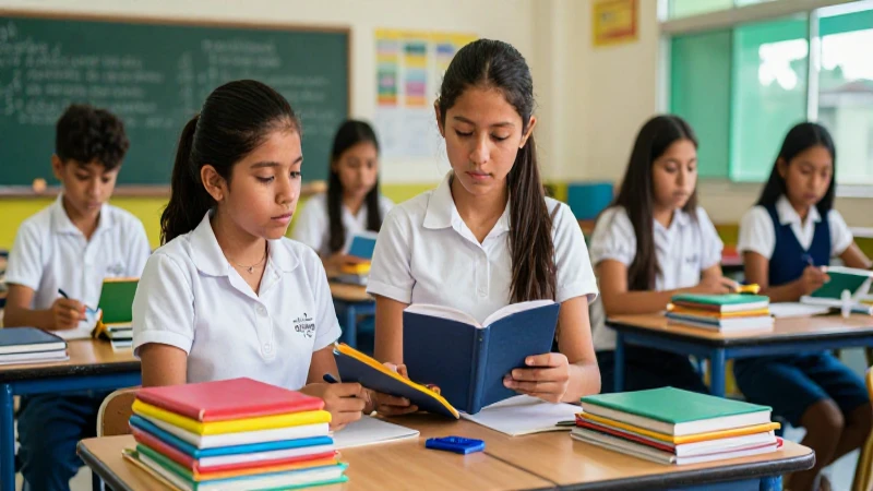 Estudiantes mexicanos vibrantes en escuela moderna